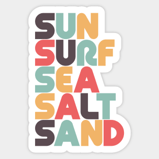 Retro Sun Surf Sea Salt Sand Typography Sticker